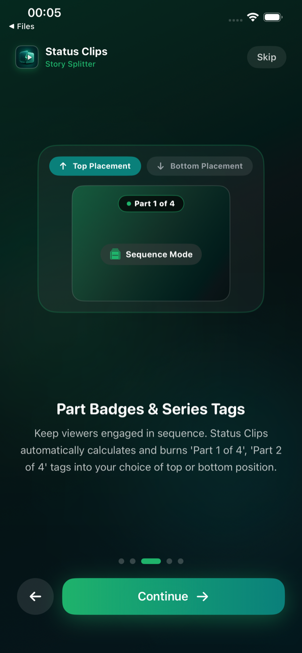 StatusClips Glassmorphic Part Badges on iPhone